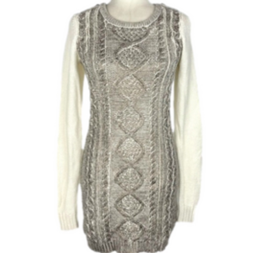 🟤 ABS ALLEN SCHWARTZ BROWN & CREAM SWEATER DRESS SIZE SMALL